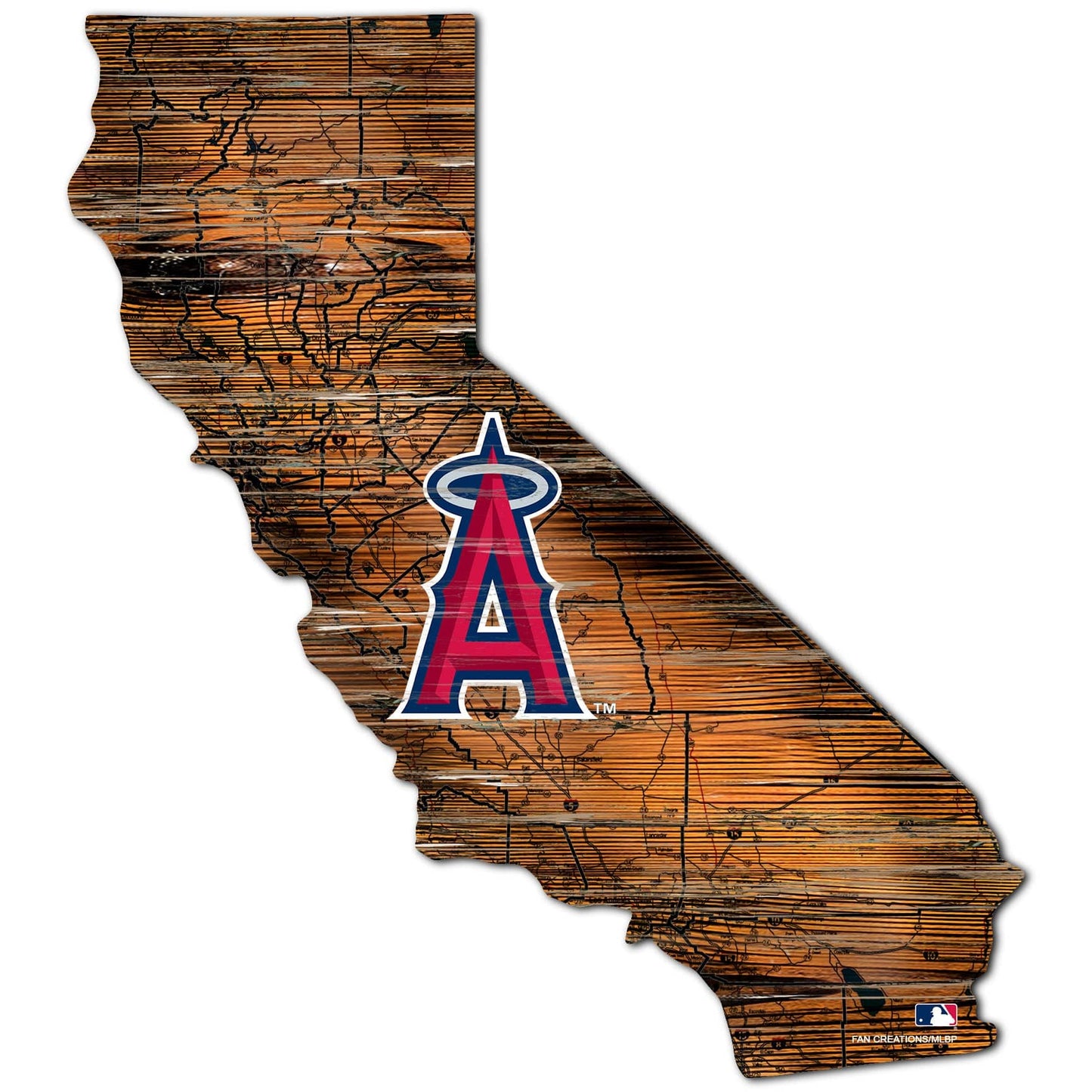 Los Angeles Angels Distressed State With Logo Sign