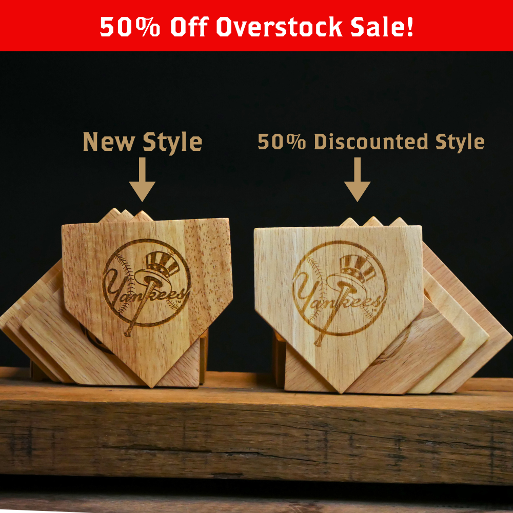 50% OFF - Wooden MLB Home Plate Coasters - 4 Pack