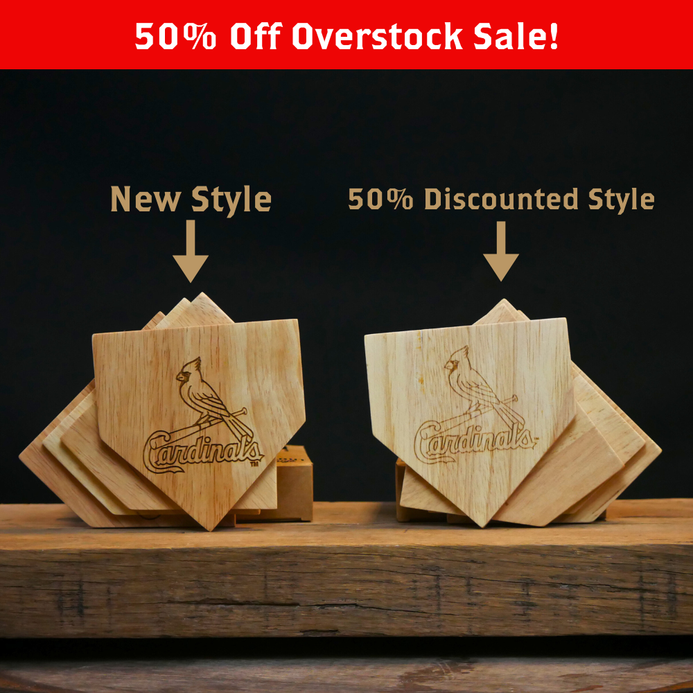 50% OFF - Wooden MLB Home Plate Coasters - 4 Pack