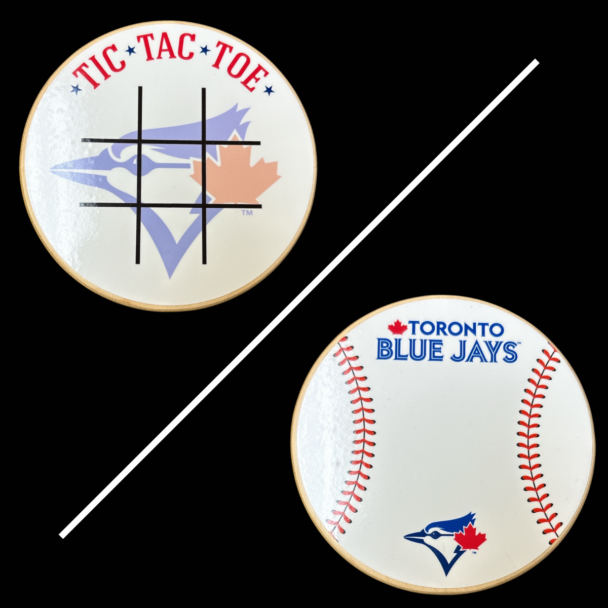 Toronto Blue Jays Portable Dry Erase Game Board - 6.5" Double-Sided Wooden Tic Tac Toe Travel Set with Marker & Bag