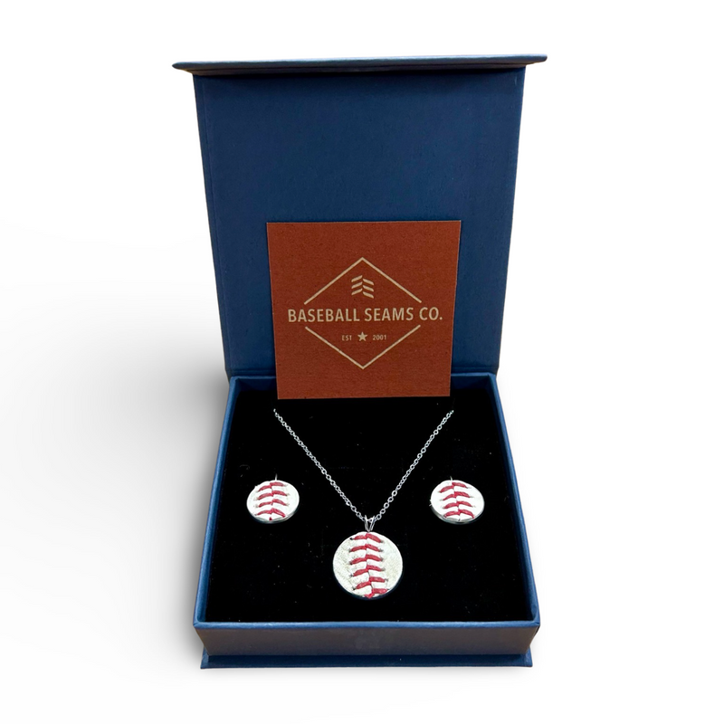 Baseball seam earrings and necklace gift set