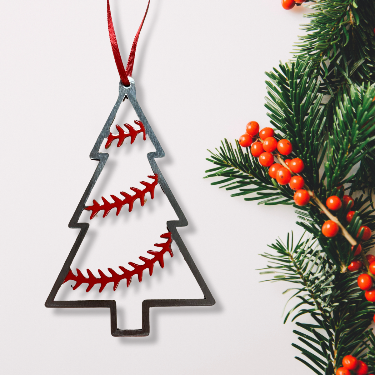 "THE TREE" - Steel Baseball Christmas Ornament