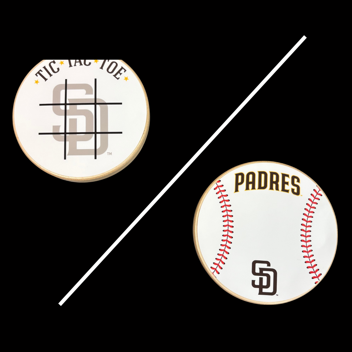 San Diego Padres Portable Dry Erase Game Board - 6.5" Double-Sided Wooden Tic Tac Toe Travel Set with Marker & Bag