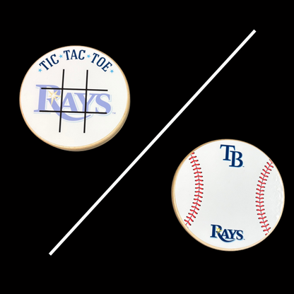 Tampa Bay Rays Portable Dry Erase Game Board - 6.5" Double-Sided Wooden Tic Tac Toe Travel Set with Marker & Bag