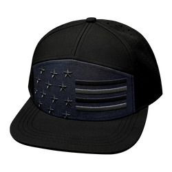 Flag Hat | Flat Bill | Black - Ocean Blue