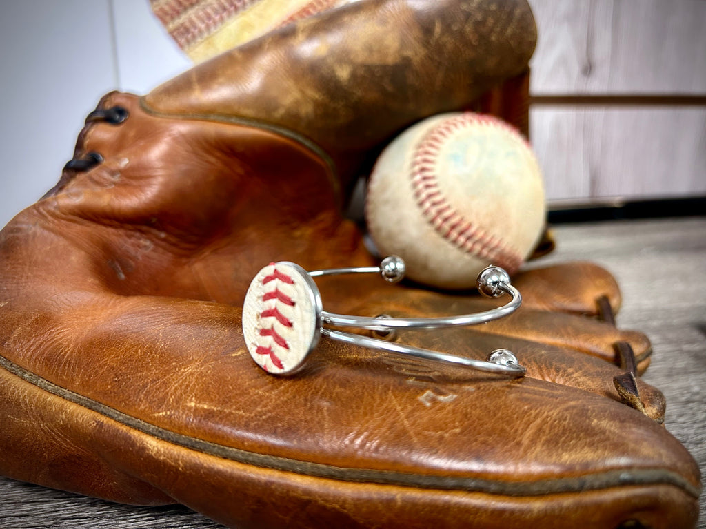 Baseball Seam Silver Bangle