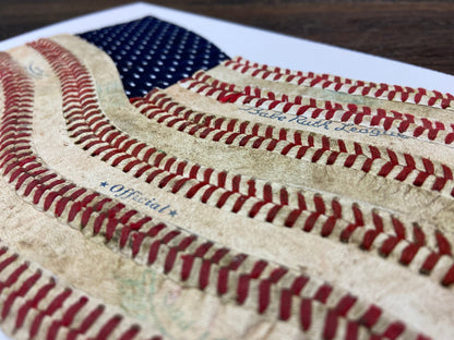 “America’s Game” Baseball Original Artwork in 8x10 Sandlot Style Distressed Wood Plank Frame