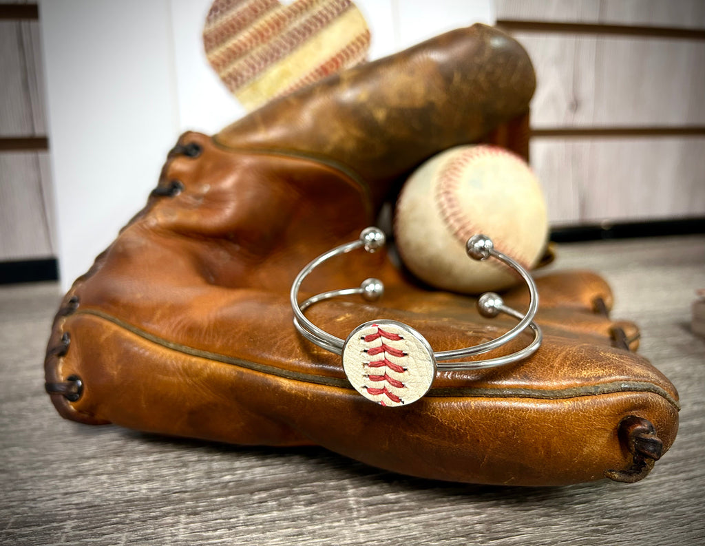 Baseball Seam Silver Bangle