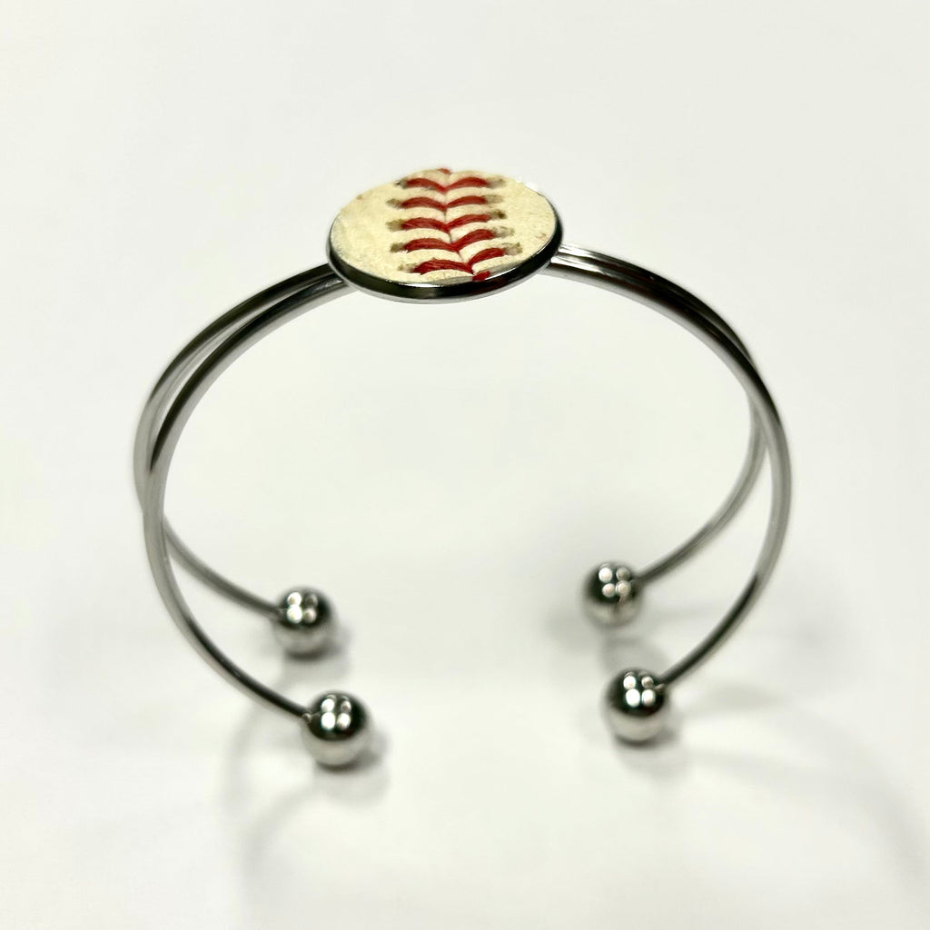 Baseball Seam Silver Bangle