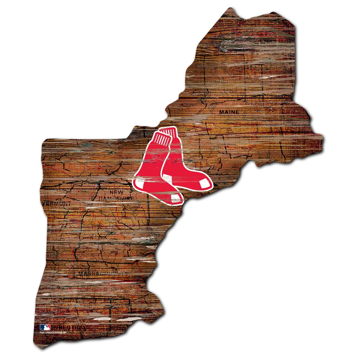 Boston Red Sox Distressed State With Logo Sign