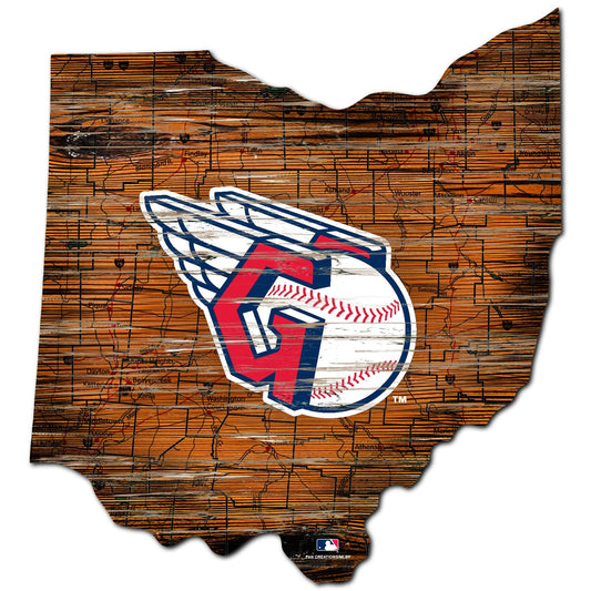 Cleveland Guardians Distressed State With Logo Sign