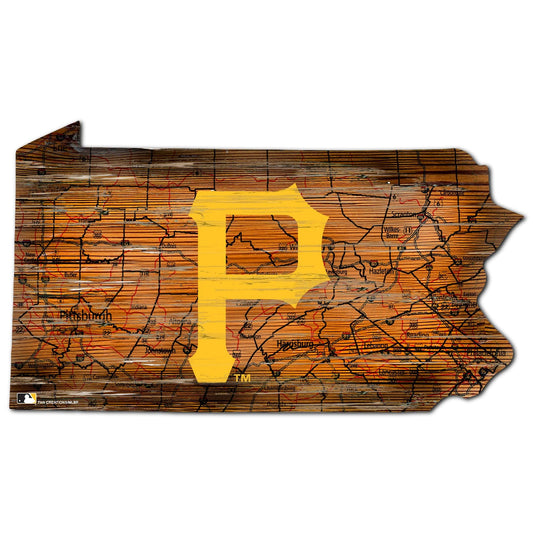 Pittsburgh Pirates Distressed State With Logo Sign