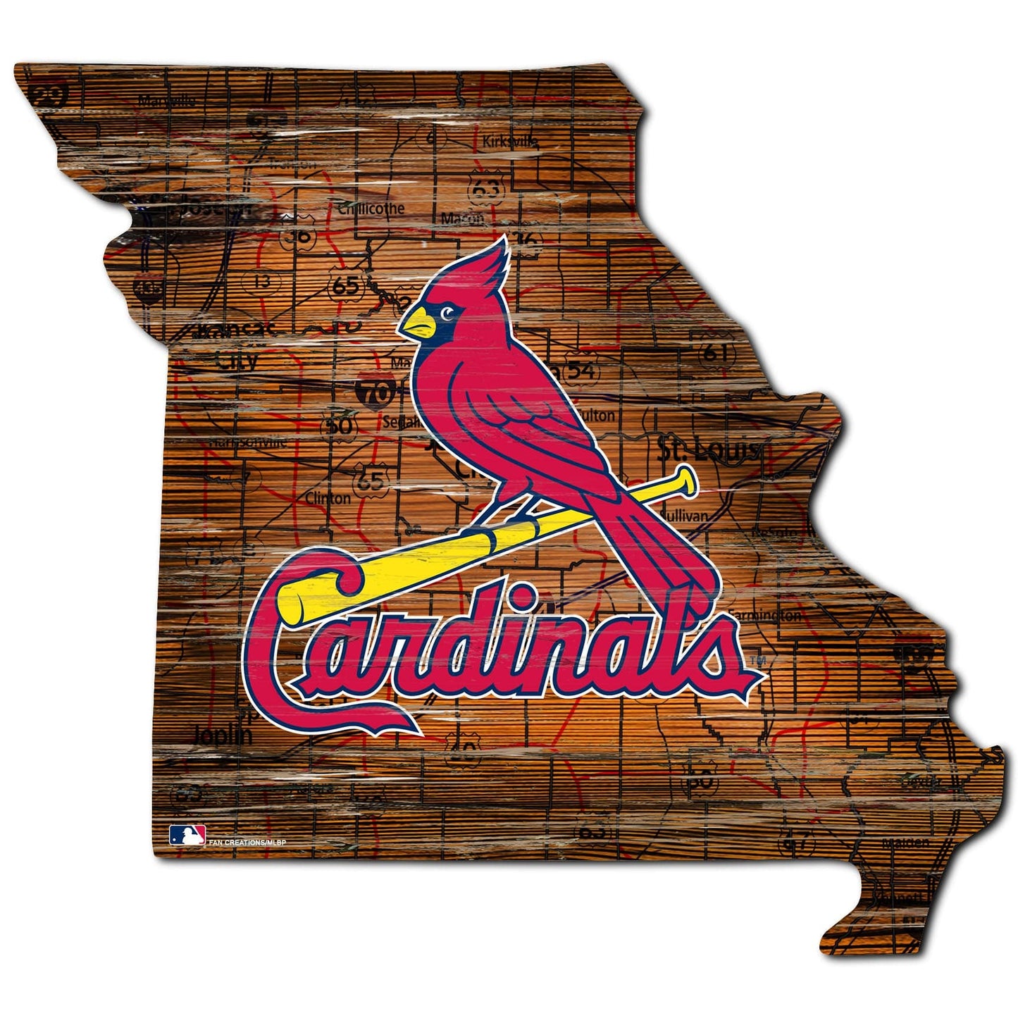 St Louis Cardinals Distressed State With Logo Sign