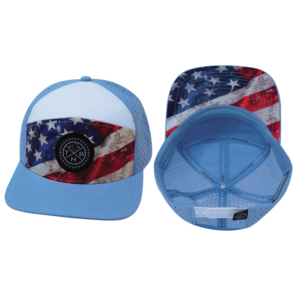 **YOUTH** Color Vibes Hat | Flat Bill | Rugged Flag - Baby Blue - White