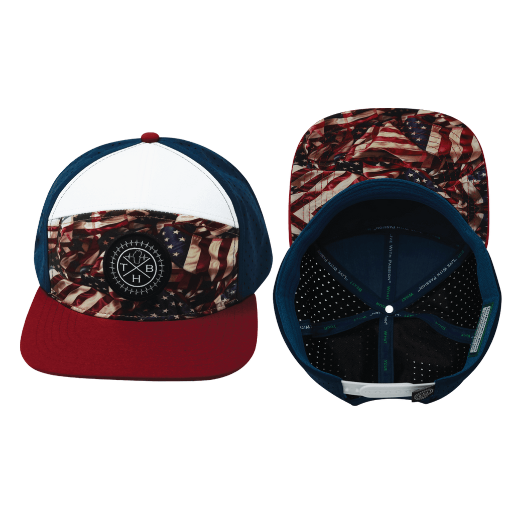 **YOUTH** Color Vibes Hat | Flat Bill | Silk Flag - Dark Red - White - Navy