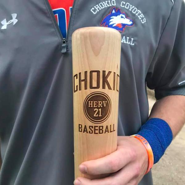 Baseball bat mug with a custom team logo