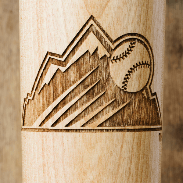 baseball bat mug Colorado Rockies Mountain close up