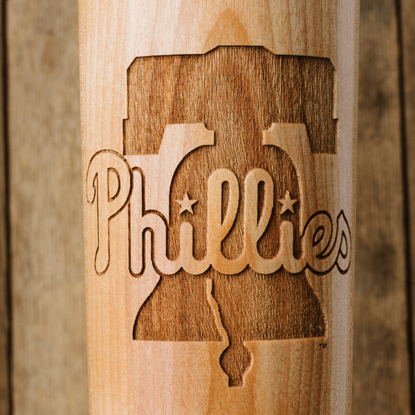 baseball bat mug Philadelphia Phillies close up
