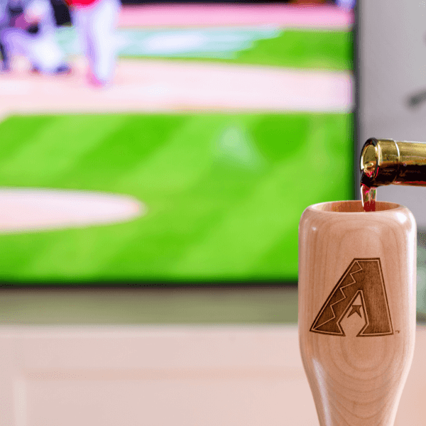 baseball bat wine glass Arizona Diamondbacks game day pour