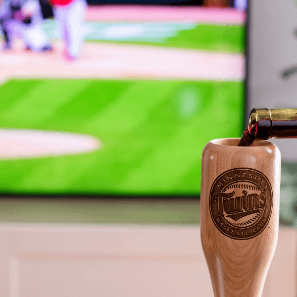 baseball bat wine glass Minnesota Twins game day pour
