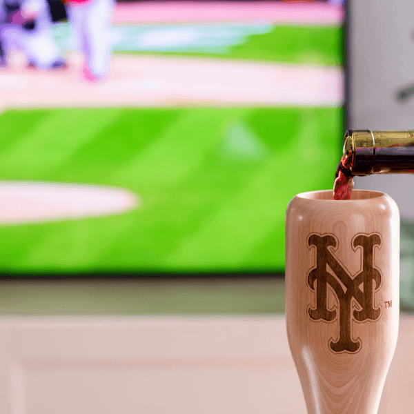 baseball bat wine glass New York Mets NY game day pour