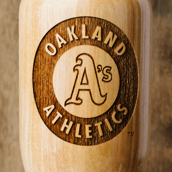 baseball bat wine glass Oakland Athletics close up