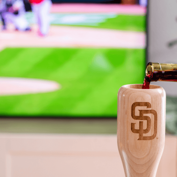 baseball bat wine glass San Diego Padres SD game day pour