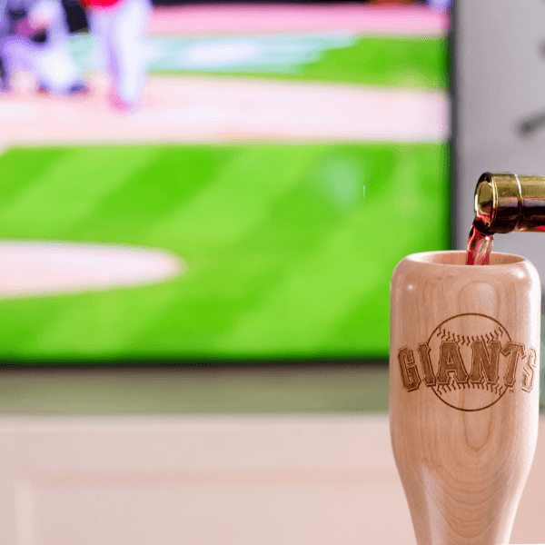 baseball bat wine glass San Francisco Giants game day pour