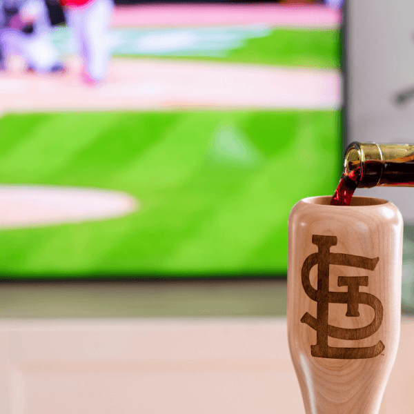 baseball bat wine glass St.Louis Cardinals STL game day pour