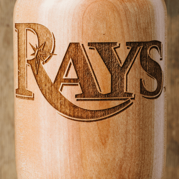 baseball bat wine glass Tampa Bay Rays close up